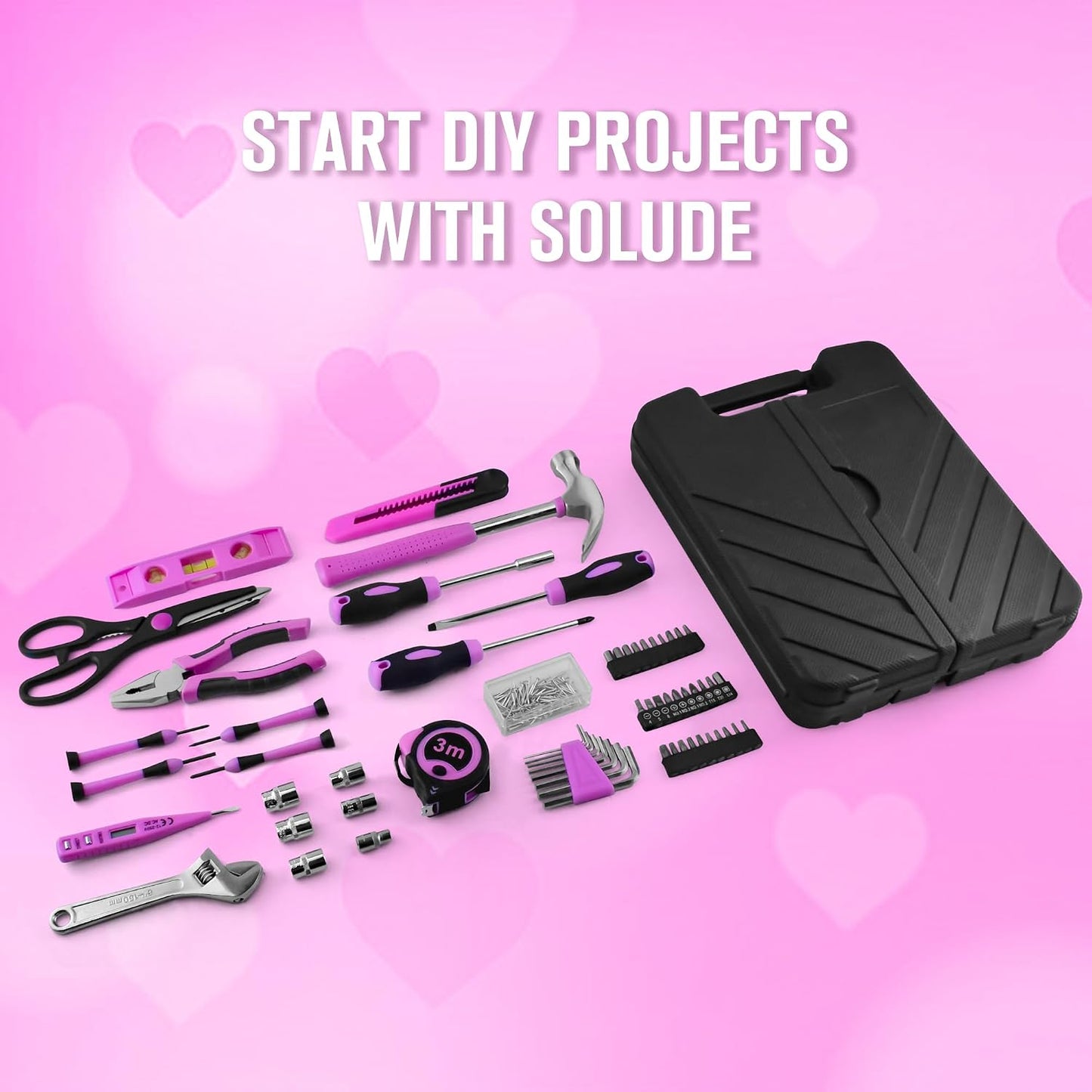Pink Tool Set for Women,130 Piece Home Tool Kit for Women with 3.6V Cordless Rechargeable Screwdriver,Basic Household Tool Kit Set for New Home,Apartment,College Dorm & DIY Projects