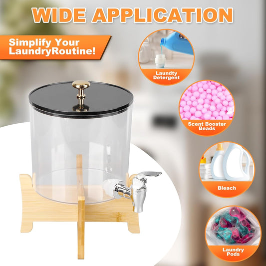 Laundry Detergent Dispenser, Laundry Dispenser for Liquid Detergent, Plastic Laundry Soap Dispenser with Spout, Laundry Room Organization Containers for Detergent and Softener
