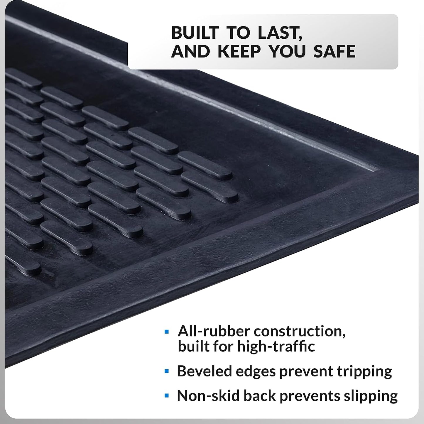 Heavy Duty Rubber Scraper Door Mat – Commercial Grade Indoor Outdoor Entry Mat, Non-Slip Low Profile Dirt Trapping Floor Mat for Front Door, Office, Garage & Store Entrance, Black (3' x 5')