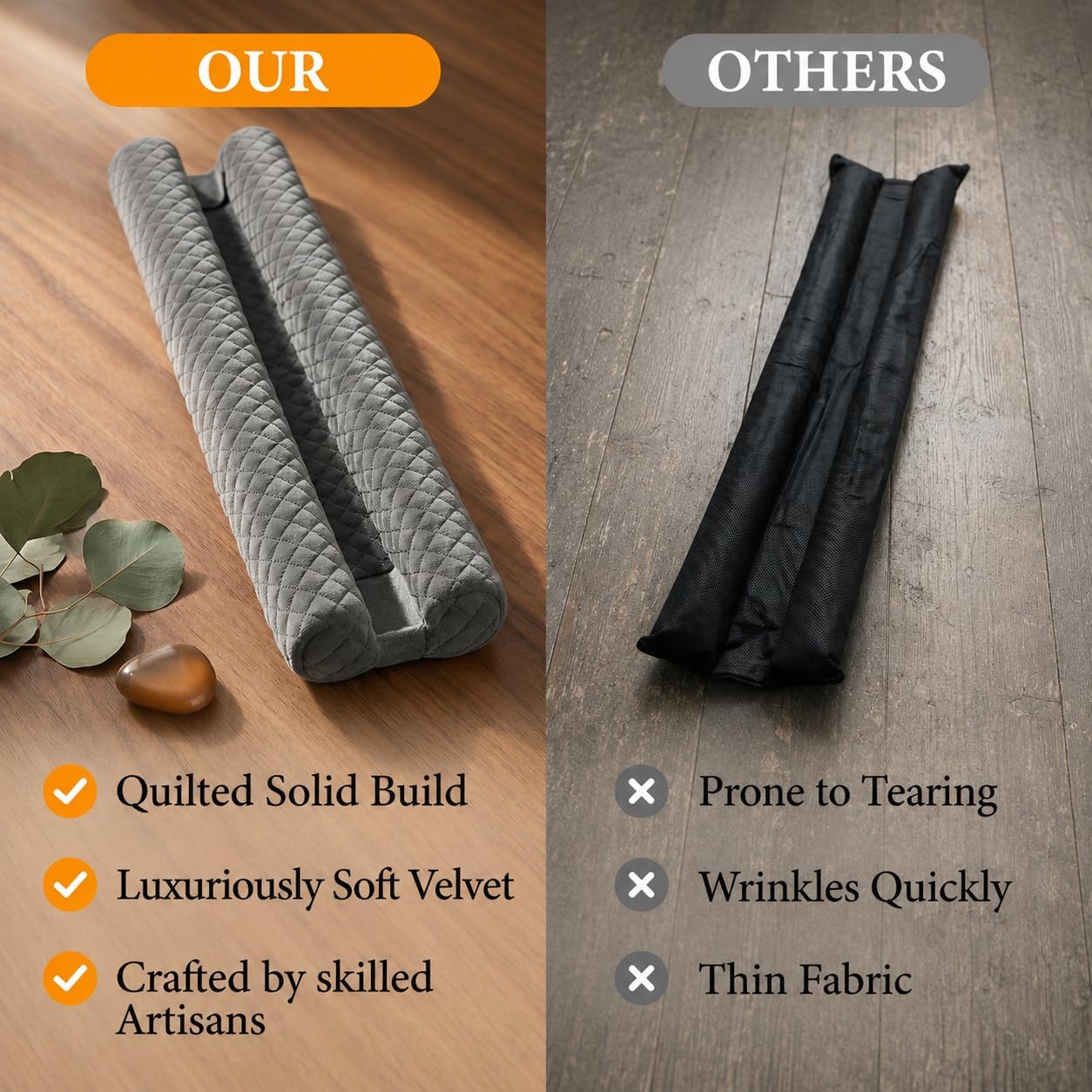 Ciieyuo Premium Velvet Under Door Draft Stopper, 30'' to 36'' Adjustable Gap Filler, Double-Sided Windproof Seal, Easy Install to Block Noise, Cold Air, Light, Dust, and Drafts