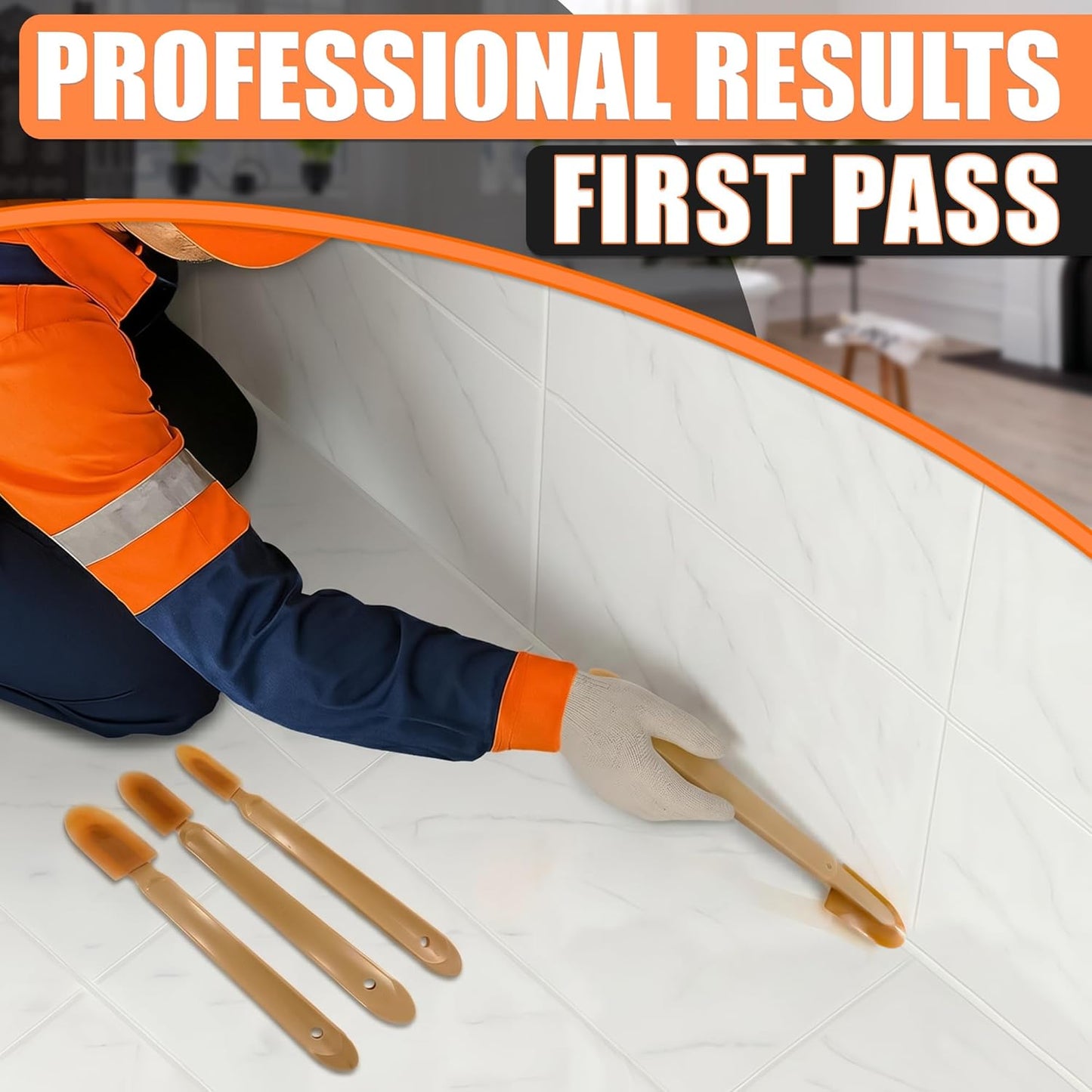 4-Piece Caulking Tool Kit for Silicone Sealant & Grout – Finishing & Smoothing Caulk Tool Set for Bathroom, Kitchen, Tile & Window – Reusable Urethane Rubber Tips with ABS Handle, Sizes 0.78"-1.73"