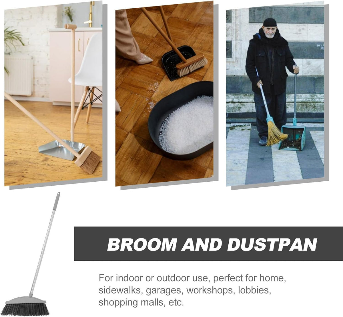 SUPVOX Heavy Duty Indoor Outdoor Broom with Long Handle Plastic Angle Kitchen Broom for Home and Patio Floor Sweeping for Household Cleaning