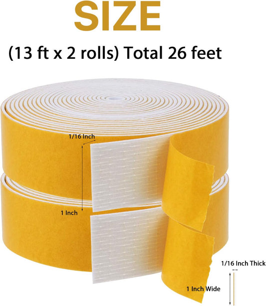 Door Weather Stripping-3 Rolls, 1/2 Inch Wide X 1/2 Inch Thick Total 20 Feet Long, Adhesive Foam Seal Tape for Window Insulation(6.5ft x 3 Rolls)