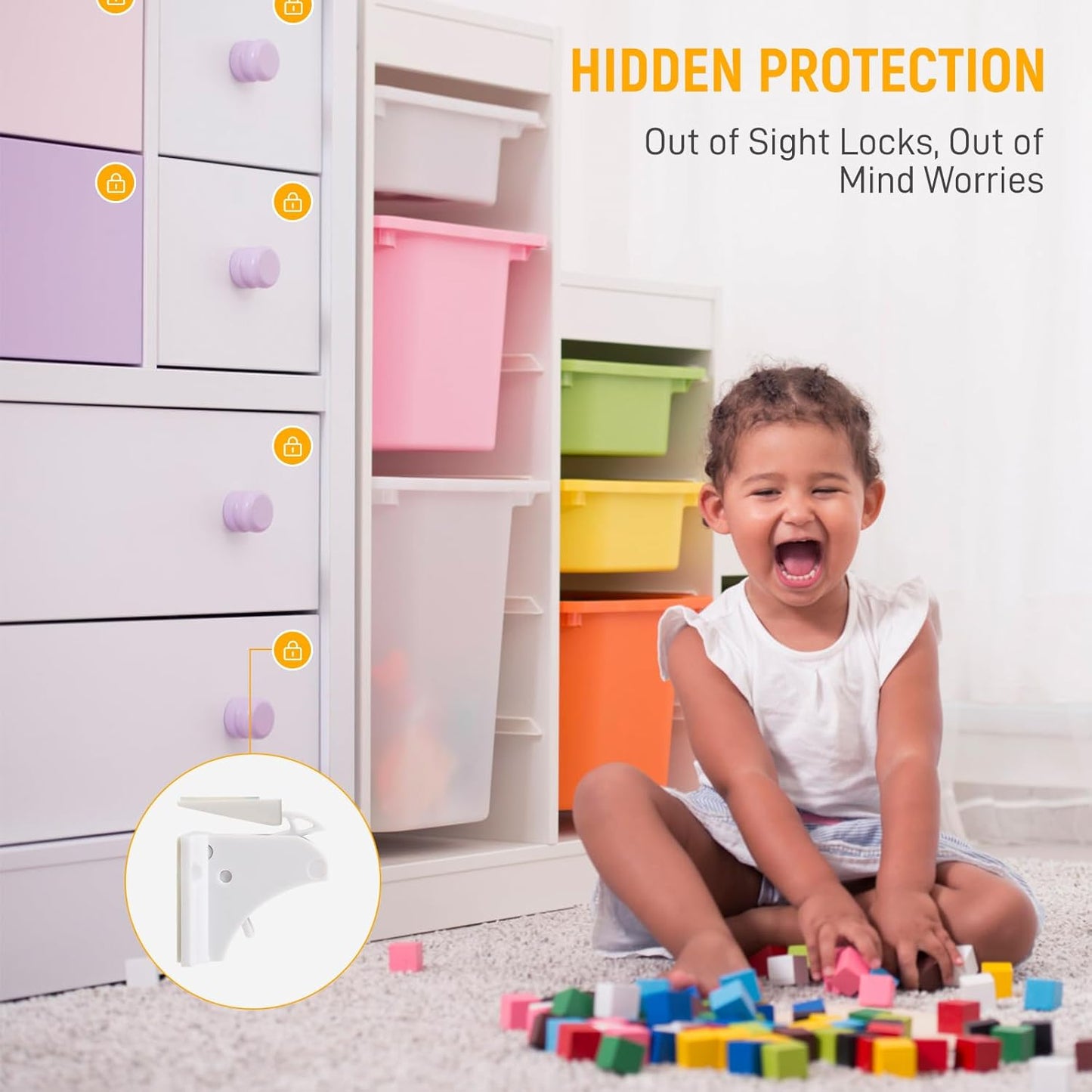 10 Pack Magnetic Cabinet Locks for Baby Proofing - Child Safety Drawer Locks with 2 Keys, No-Drill 3M Adhesive Installation, Fits 2" Thick Cabinets, Kitchen Bathroom Safety Locks