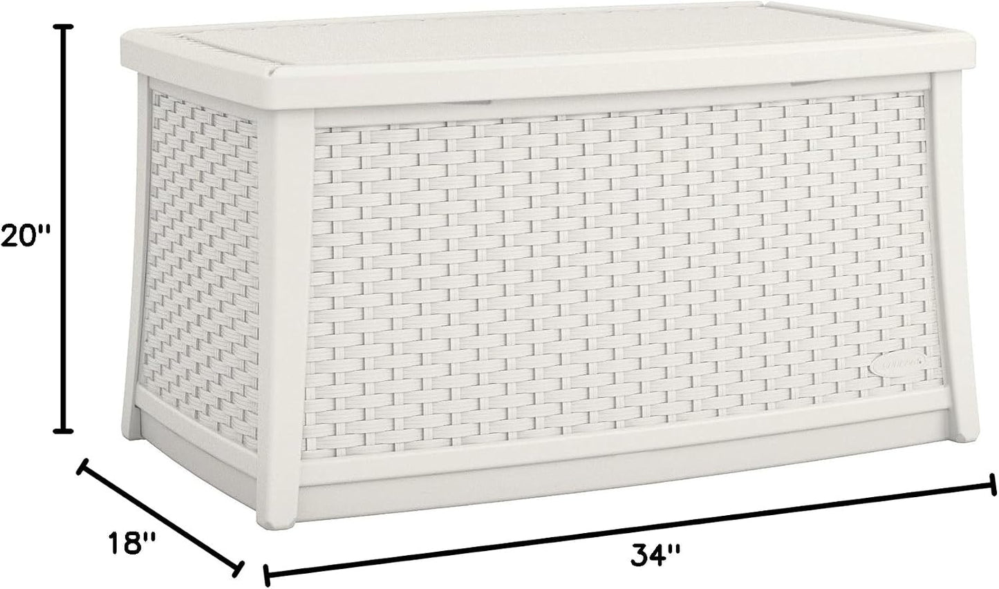 Suncast 30 Gallon Resin Outdoor Patio End Table Storage Box, Java, Made in the USA