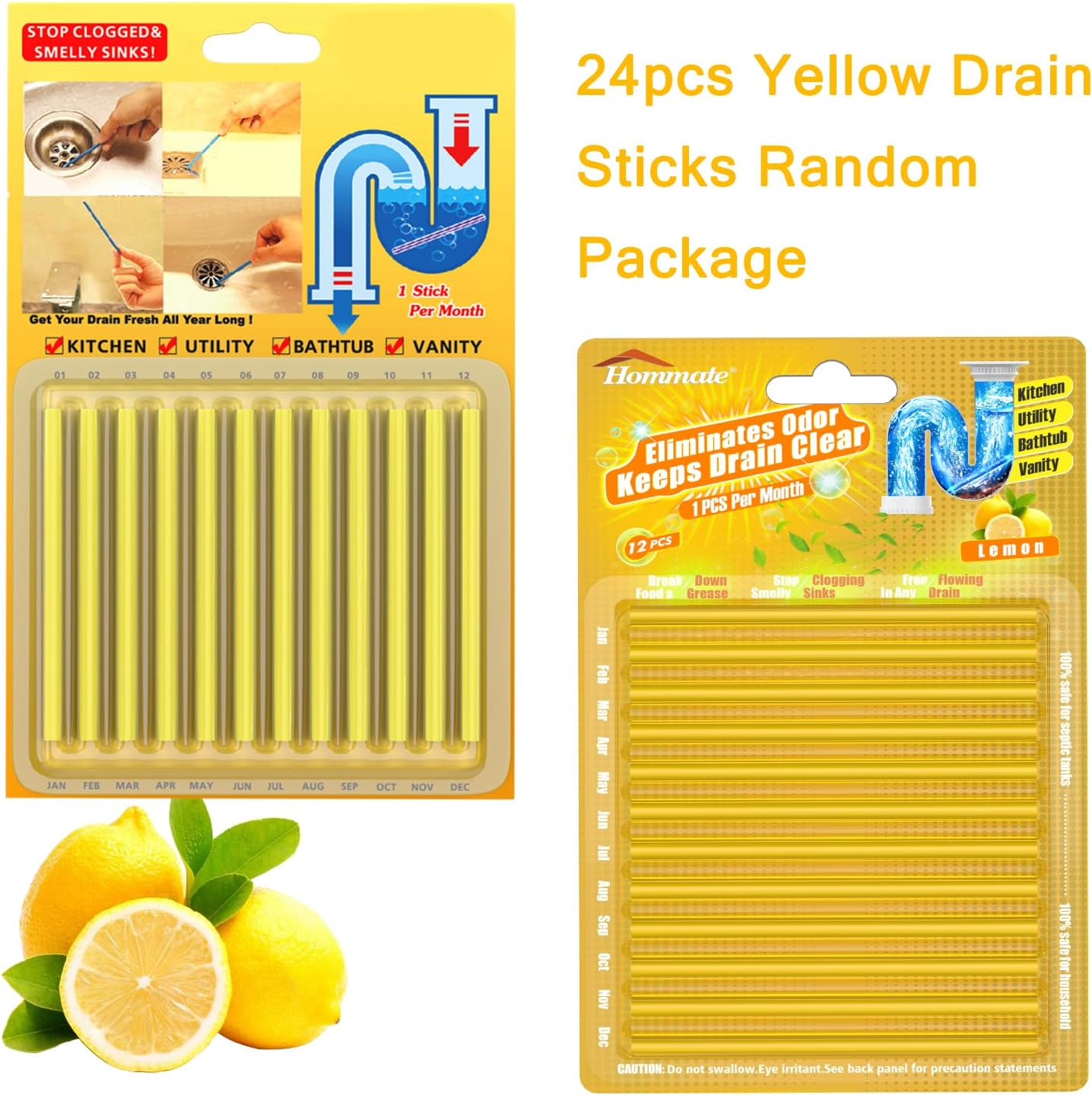 Drain Sticks Drain Cleaner Sticks Drains Cleaner Disposal Stick Enzyme for Odor Clogs Remover Sink Septic Stick for Drains As Seen On TV