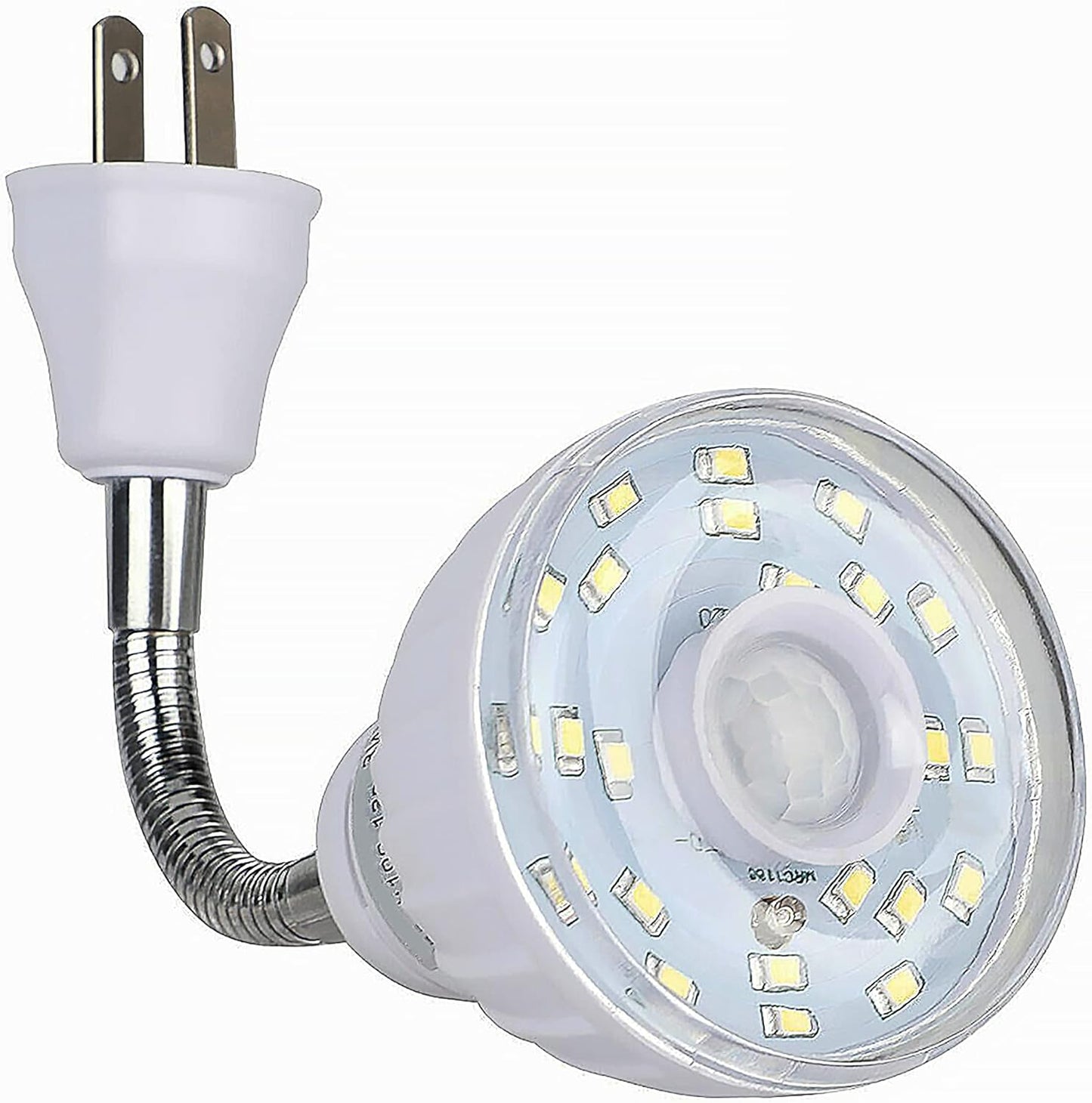 LED Motion-Activated Directional Rotating Flexible Sensor Dusk to Dawn Night Light AC Outlet Plug-in Wall Stair Lamp Indoor 360° Bedroom Hallway Stairway Garage Basement Corridor