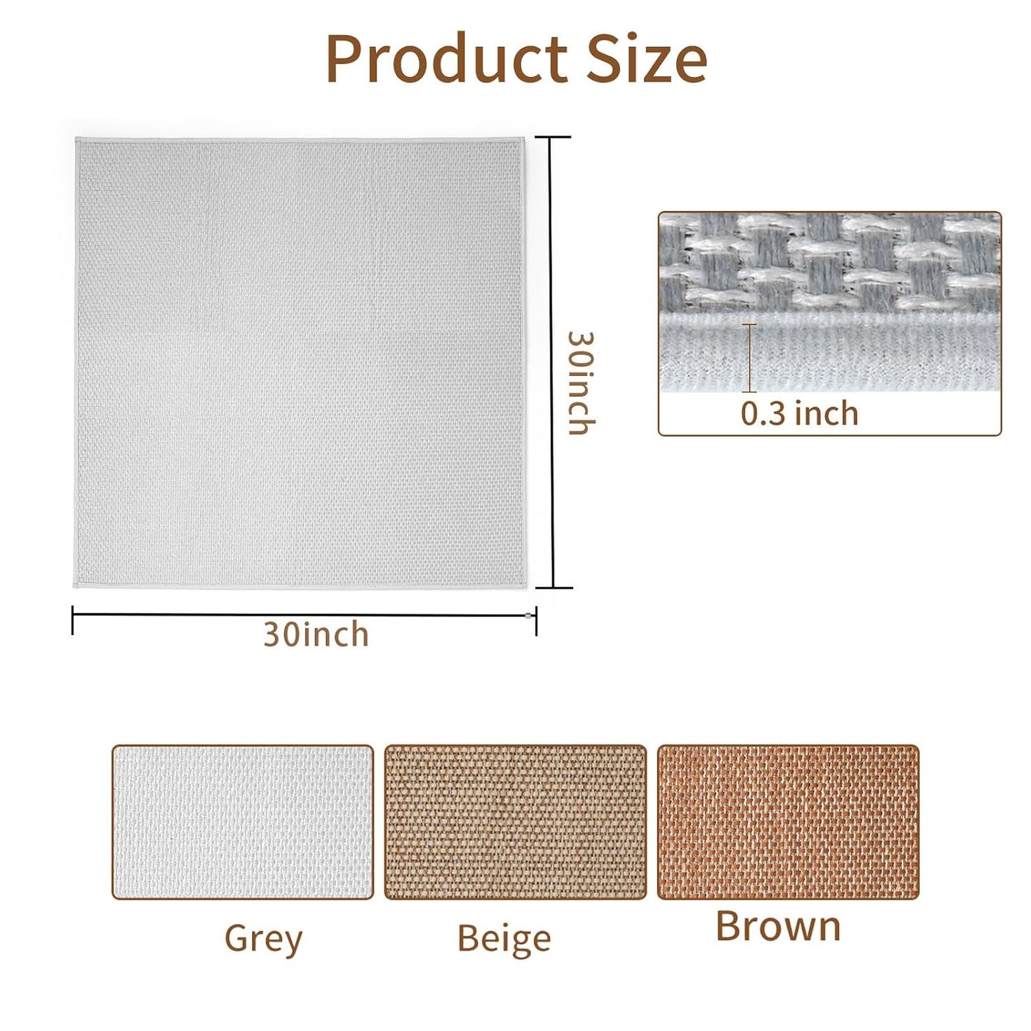 Carpet Stairs Runner for Wood Stairs, 30"x 30",Reusable Washable Self-Stick Stair Treads, for Indoor Steps, Non Slip for Kids Elders and Pets Stair Mats Residue Free, Beige 1-Pack