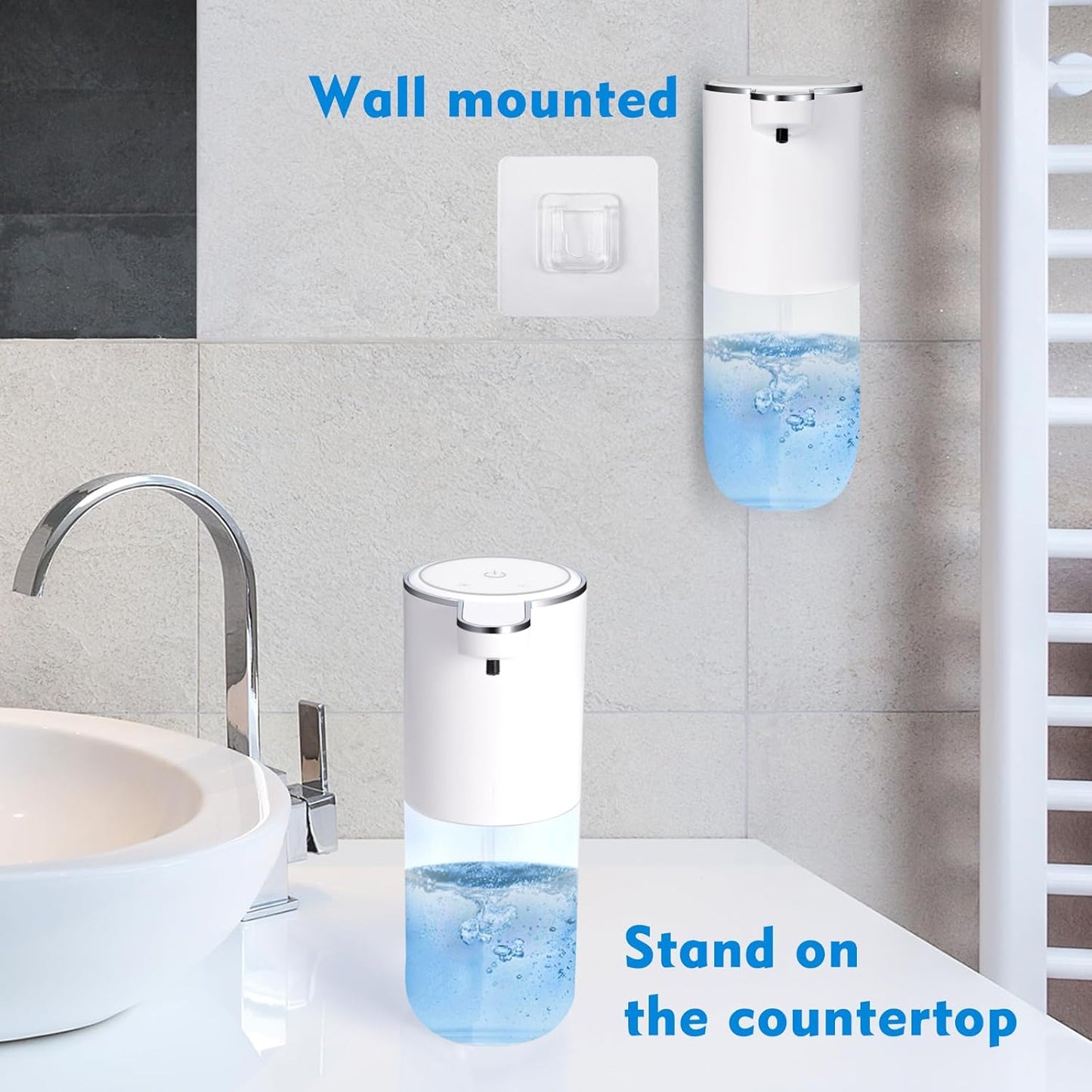 XINKORA Automatic Foaming Soap Dispenser, Touchless Foam Hand Soap Dispenser for Bathroom, 4-Level Adjustable,13.5oz/400ml, Wall Mounted, Rechargeable