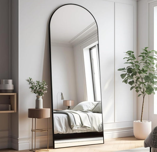 Prywot Arched Full Length Mirror, 70"x26" Free Standing Floor Mirror, Modern Full Body Mirrors with Stand, Wall Mirrors with Aluminum Alloy Frame for Bedroom,Living Room, Gold