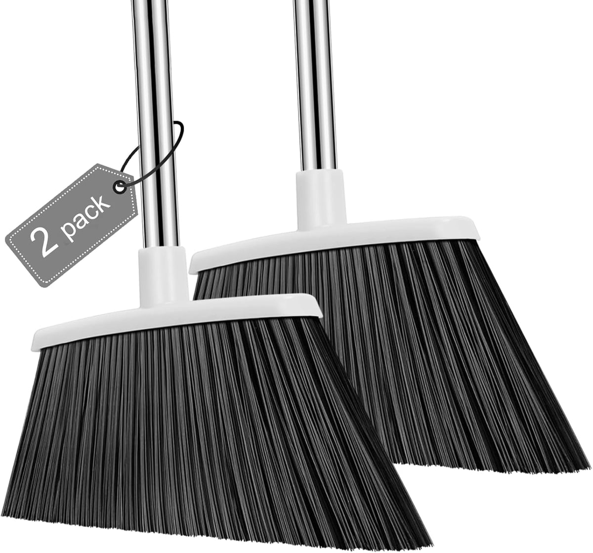 Heavy Duty Broom, 55 Inch Long Handle Outdoor Large Angle Brooms, Commercial Broom for Sweeping Indoor, for Home Garage Kitchen Office Courtyard Lobby Patio Lawn Concrete,Black