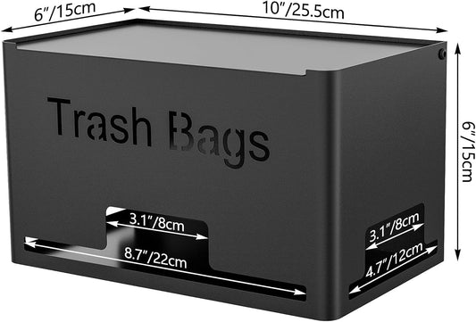 STWWO Large Trash Bag Holder Dispenser, Metal Garbage Bag Dispenser Roll Holder, Kitchen Trash Storage Organizer for Under Sink, Wall Mounted or Freestanding, Black
