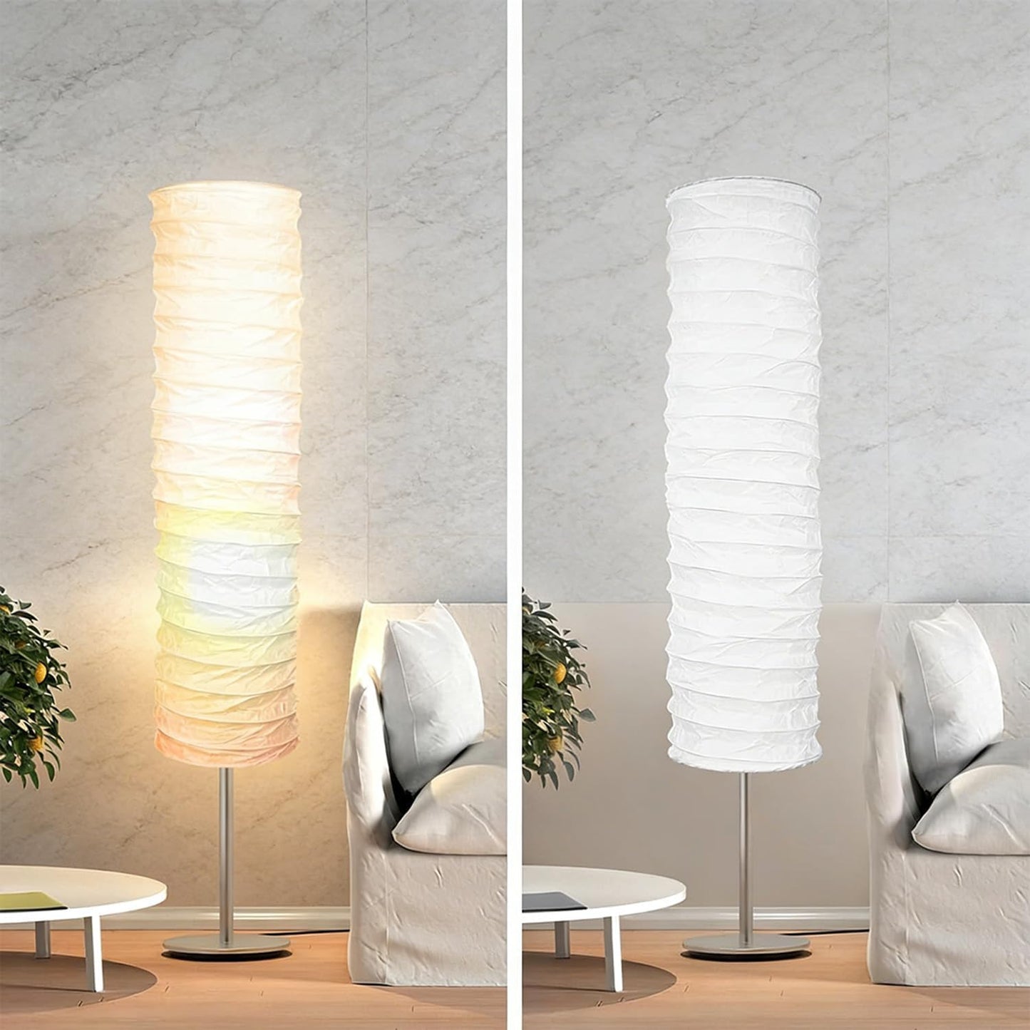 Foldable Paper Floor Lamp Shade Replacement, Standing Lamp Cover for Home Hotel Bedroom Living Room, Nordic Japanese Style Light Bulb Cage Guard & Protector