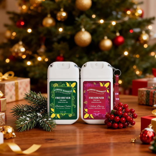 Pocket Size Toilet Spray for Poop, 2 Pack Lemon Scent, Bathroom Odor Eliminator with Removable Hook,Travel Essentials Variety