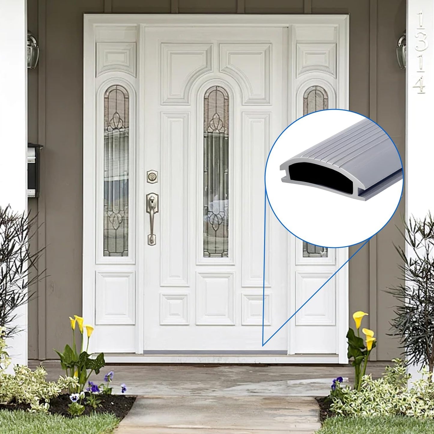 2 Pcs 36 Inch Vinyl Replacement Insert for Adjustable Height Aluminum Thresholds with Seals 1-5/16 x 3/8 Vinyl Replacement Insert for Front Under Door Weather Stripping Seal Exterior