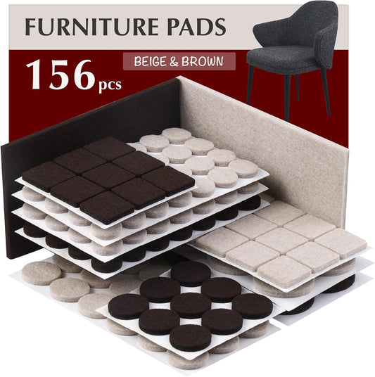 Felt Furniture Pads - Chair Leg Floor Protectors for Hardwood Floors - Felt Pads for Furniture - Furniture Sliders - Furniture Legs - 156 pcs - Black