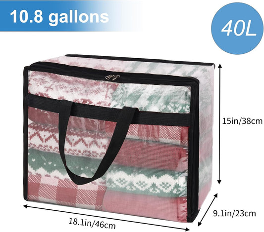 Fixwal 4 Pack 75L Extra Large XL Clear Storage Bags With Zipper for Blankets, Quilts, Clothes, Comforter, Bedding and Pillows