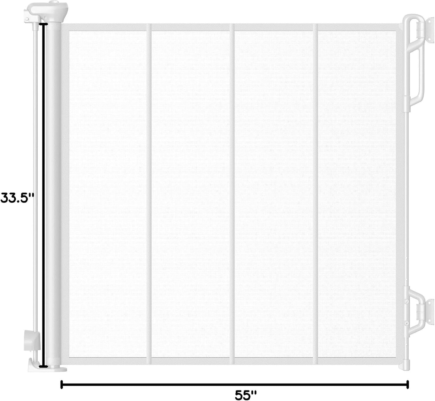 SPACEANY Reinforced Retractable Baby Gate, Mesh Dog Gate, Child Safety Gate for Doorways, Stairs, Hallways, Indoor/Outdoor, Wide Openings -33.5" Tall, Width up to 55" Gray
