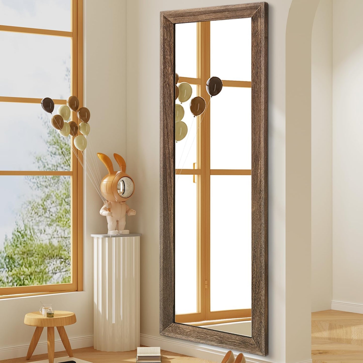 AAZZKANG Full Length Mirror Rectangle Wood Framed Large Wall Mirrors Black | 47"x16" Bedroom Living Room Bathroom Dressing Room Entryway Hanging Mirror