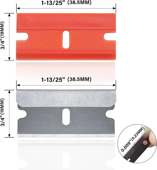 HAUTMEC Razor Blade Scraper Tool, 4" Wider Scraper Tool with 20 Extra Carbon Steel Blades, Razor Scraper for glass scraper, Adhesive, Label, Sticker from Window, Glass, Tile, Floor, Stove 25033