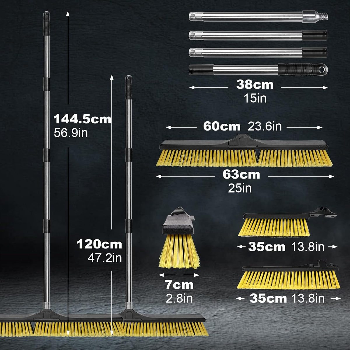 Push Broom Outdoor Heavy Duty,Masthome 24" Push Broom with Stiff Bristles,Heavy Duty Garden Broom,Outdoor Stiff Sweeping Broom for Garage Yard Patio Deck Concrete Wood Stone Floors Scrub and Cleaning