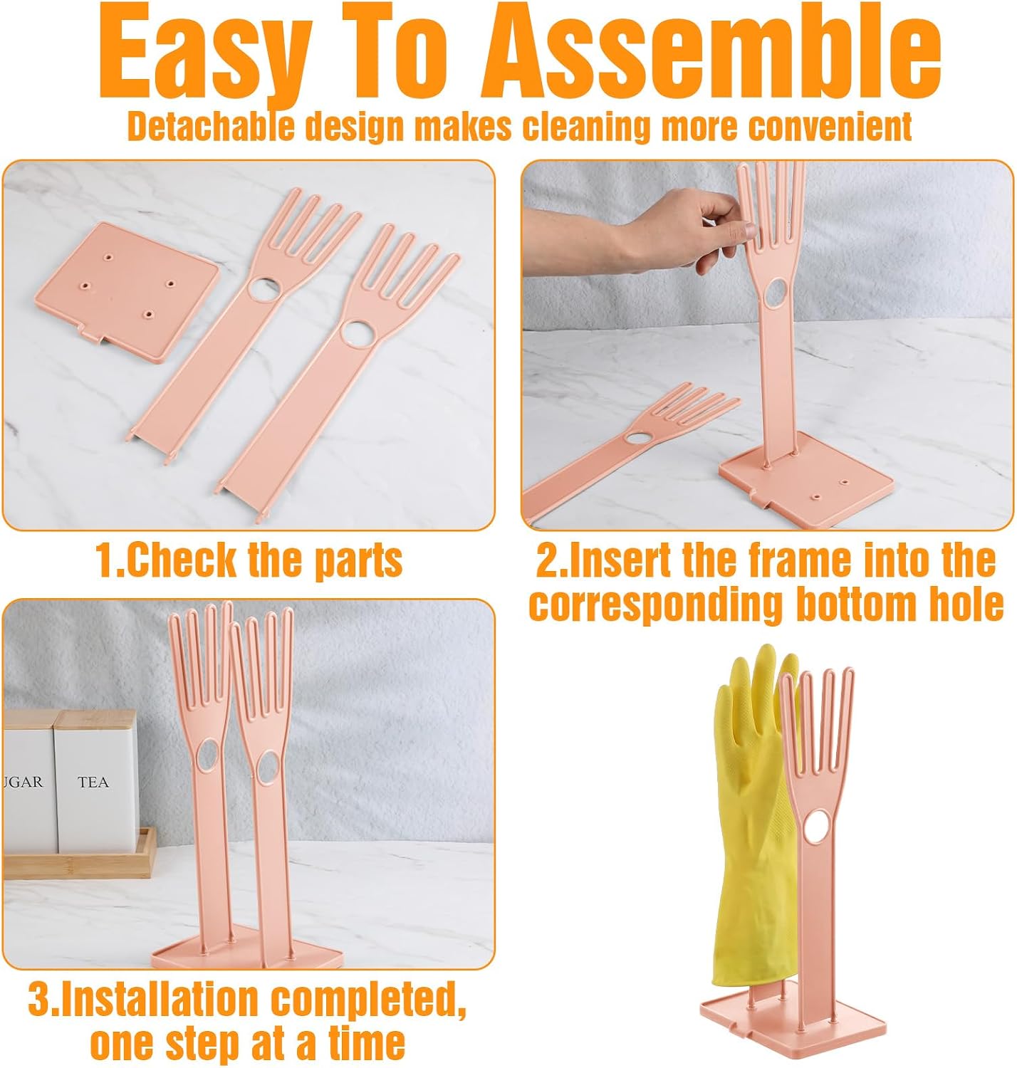 JJUNW 1 Pc Kitchen Gloves Holder, Dish Glove Holder Reusable Plastic Glove Drying Rack, Vertical Pink Rubber Glover Drying Dryer Rack for Dish Gloves Rags Sponge Kitchen Organizer