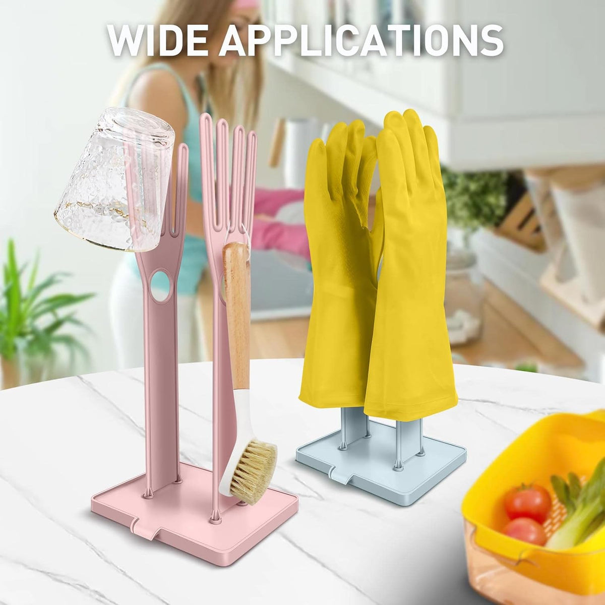 2 Piecesg Kitchen Glove Holder,Glove Dryer,dishwashing Gloves Holder,Plastic Mitten Rubber Rack,Reusable Glove Rack - Perfect for The Kitchen.