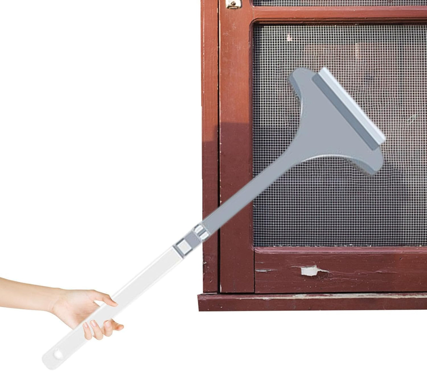 Window Screen Cleaning Brush, Double Sided Window Mesh Cleaner, Hangable Screen Cleaning Brush with Scraper, Multi Tool for Glass Door Wall, 17.71x5.9x1.96 Inch