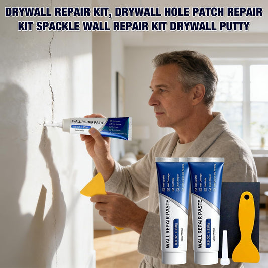 Drywal Repair Kit, 2 Pack Wall Mending Agent, Wall Patch Repair Kit with Scraper,Multi-Functional Drywall Patch Paste Repair Kit,Simple Filling of Wall Holes&Efficient Crack Repair