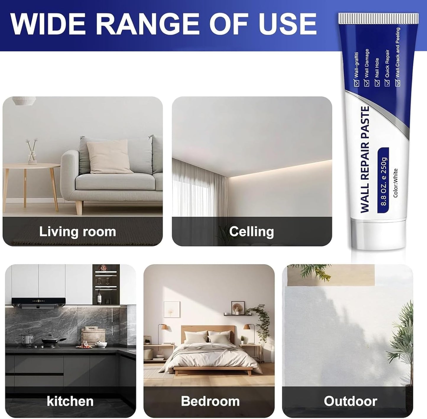 Efficient Drywall Repair Kit with Scraper, 2026 Upgrade Quick Drying Wall Mending Agent for Holes & Cracks, Multi-Functional Drywall Patch Paste Repair Kit for DIY Home Fix