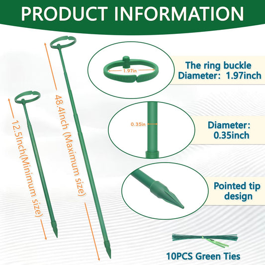 Telescoping Monstera Plant Support Stakes, 12.5IN to 48.4IN Adjustable Length, Extendable Plant Stakes for Indoor Plants, Premium Stainless Steel Material Plants Sticks for Orchids, Tomatoes- 3Pack