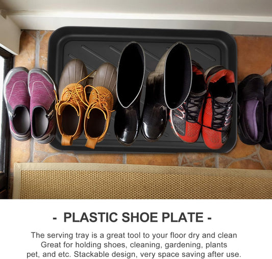 Garneck Multipurpose Plastic Shoe Tray Black Textured Boot Mat 30x40cm Plastic Utility Shoe Trays Waterproof Entryway Boot Storage Mat for Car Trunk Storage Entryways Decks Patios