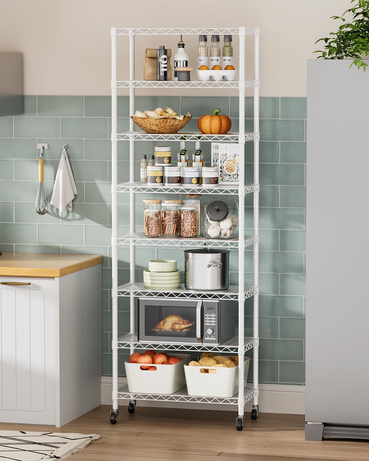 Golpart 4 Tier Adjustable Storage Shelves Metal Utility Shelf Wire Shelving Unit Organizer Rack for Home Kitchen Office Bathroom Pantry Room 12" D x 18" W x 44" H