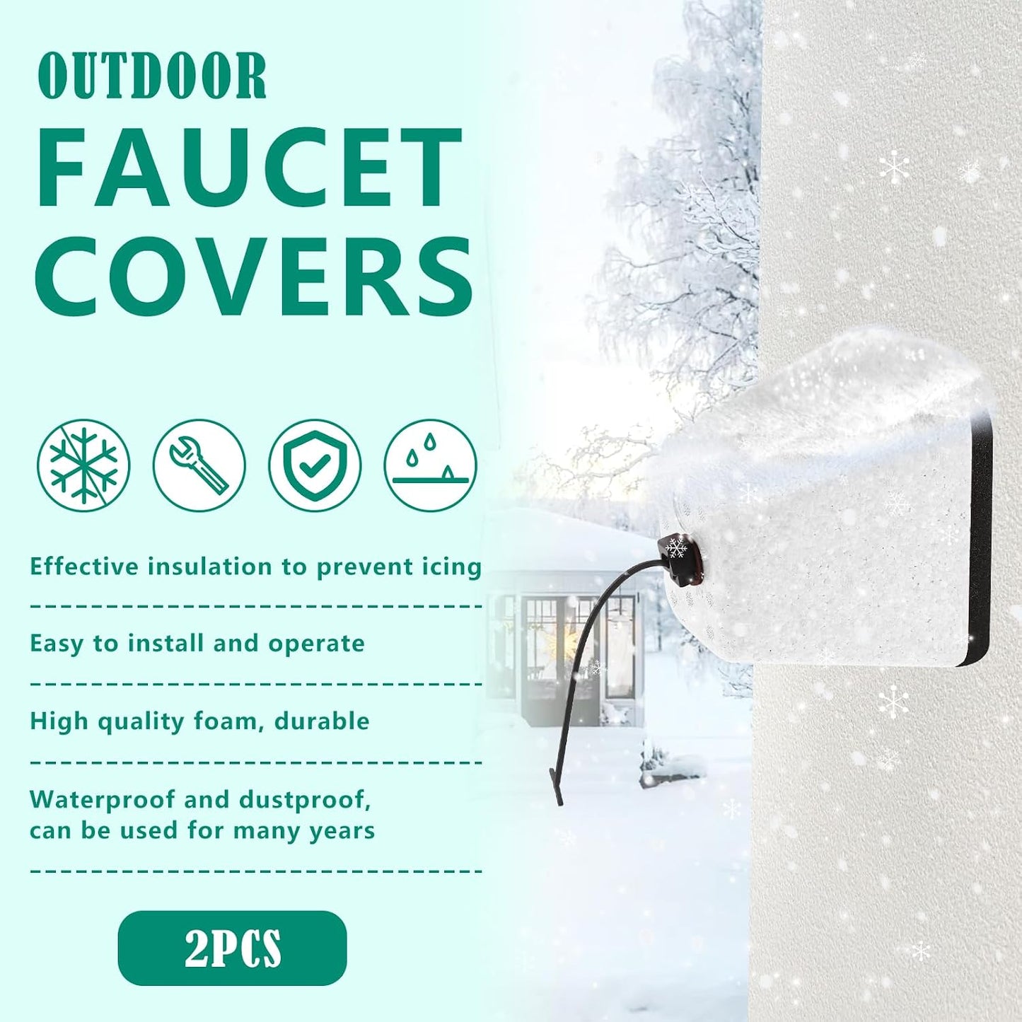 2 Pack Outdoor Faucet Covers for Winter, Heavy Duty Faucet Spigot Covers Winter Insulated, Reusable Outdoor Faucet Covers Hose Bib Covers for Winter Freeze Protection (Red)