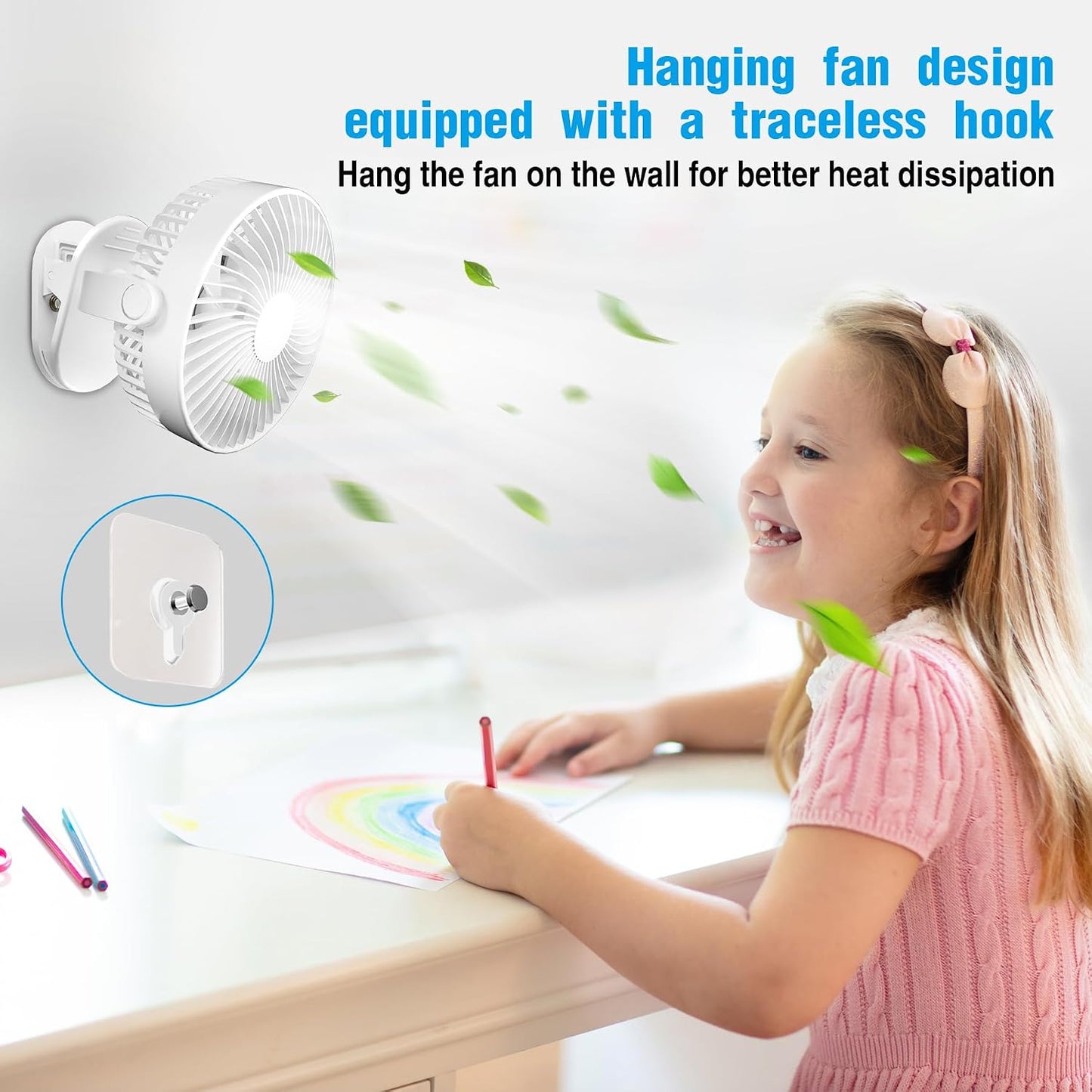 Clip on Fan Rechargeable, 8-Inch Battery Operated Desk Fan, USB Fan,5 Speeds, Strong Airflow, Sturdy Clamp for Golf Cart Office Desk Outdoor Travel Camping Tent Gym Treadmill,Black