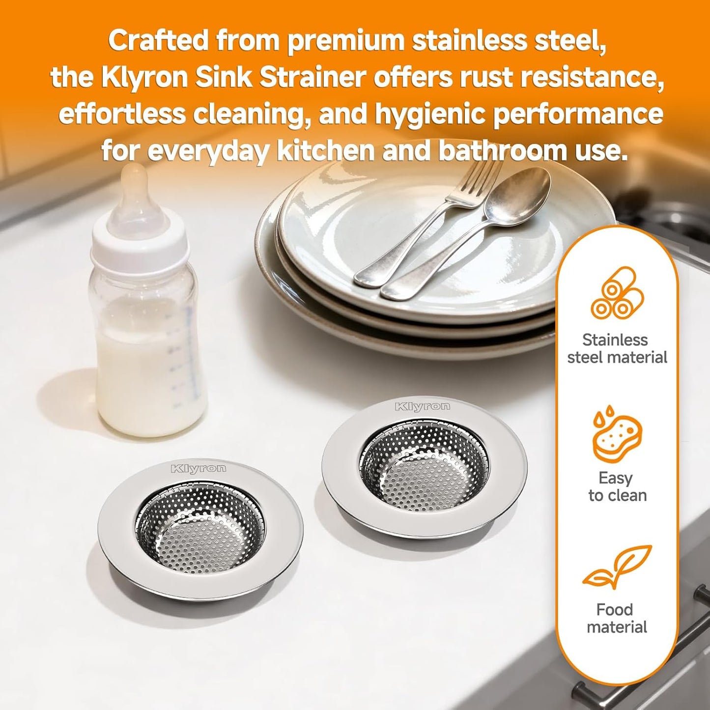 3-Pack Stainless Steel Kitchen Sink Strainer – 2026 Deep Basket Drain Filter, Rust-Proof Food Catcher, Smooth Edge, Fits 3.5" for Kitchen, Utility Sinks, Basins. Anti-Clog, Dishwasher Safe (4.5" OD)
