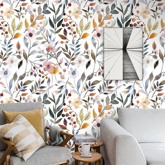 Floral Peel and Stick Wallpaper, 17.71" x 118.1" - Removable, Waterproof, Decorative Vinyl Wallpaper for Bedroom, Living Room