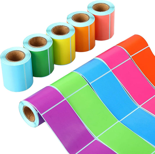 Outus 1000 Pcs Colored Sticker Labels Rolls Rectangular Coding Labels 2 X 3 Inch Classroom Label 10 Bright Color Self Sticky Folder Label for Boxes Folders Office Classroom Home(Solid Color)