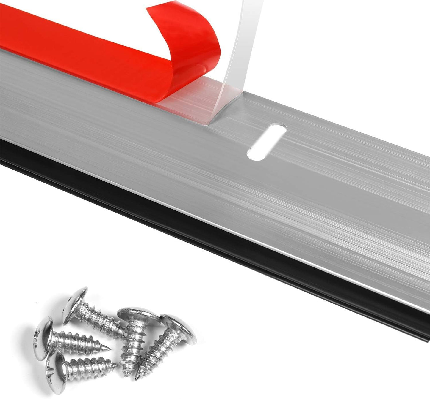 Metal Door Draft Stopper, 43.5 Inch Under Door Sweep Bottom Blocker Seal Strip, Aluminium Sweeps Anti Mouse Bite, Black