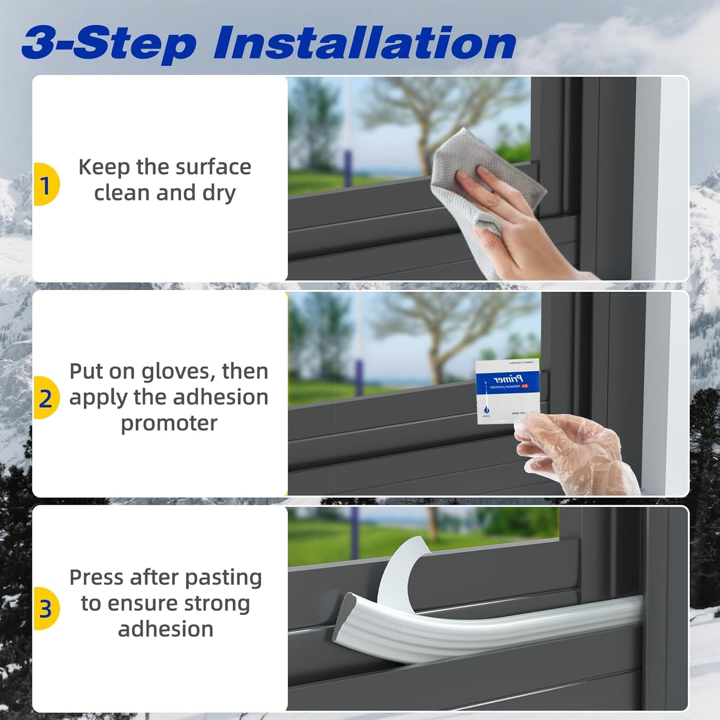 Weather Stripping Door Seal Strip for Door Frame,Window Insulation for Winter,Doors Soundproofing Gap Filler,Window Sealer Exterior Doors Weather Stripping,Foam Windows Draft Stopper (White,118'')