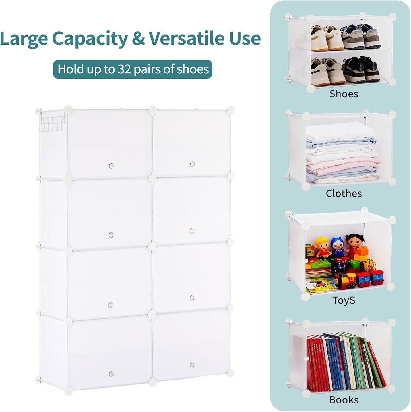 Simple Deluxe 6-Tier Shoe Rack Organizer with Doors, Stackable Shoe Storage Cabinet for Entryway Closet, Plastic Shoe Shelf with Metal Frame, Holds up to 24 Pairs for Bedroom Hallway, Black