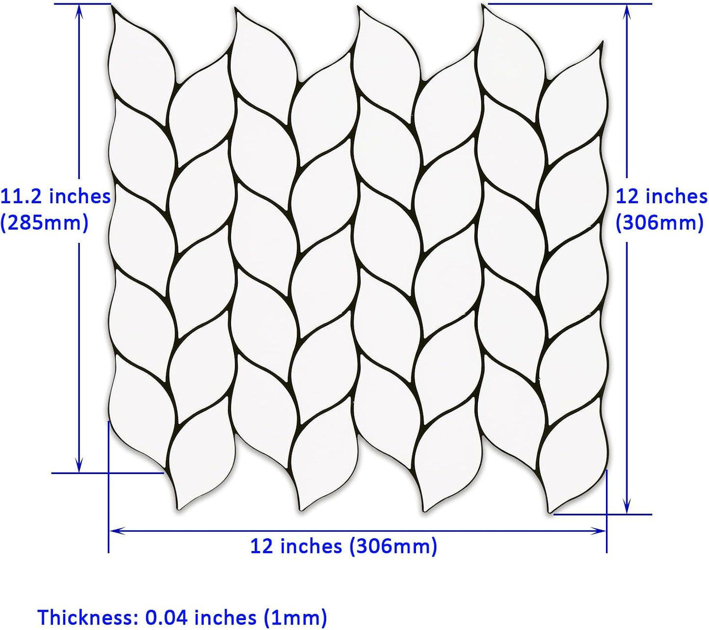 Tilingview 10 Pcs Vinyl Leaf Peel and Stick Tile for Kitchen Backsplash, Premium Self-Adhesive Tiles Plastic Wall Stickers Art Mosaics (Blue Gray)