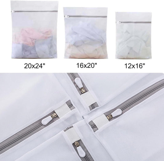 Mesh Laundry Bags for Washing Machine, Fine Mesh Delicates Bags 3 Pack Travel Storage Organize Bag for Clothes, Zippered Garment Wash Bag (XL L M