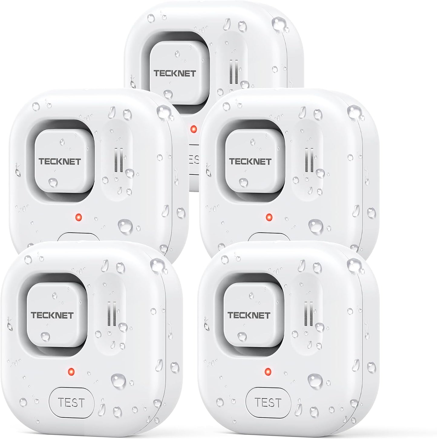 TECKNET Water Leak Detectors for Home, 120dB Water Sensor Alarm Leak Detector, IP66 Waterproof, Water Leak Detectors for Bathroom, Sink, Laundry, Window, Basements, Kitchens(3 Pack, Battery Included)