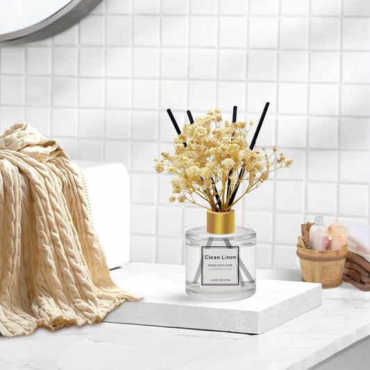 Reed Diffuser Set of 3 Pack,Clean Linen,Eucalyptus & Mint,Ocean Scented Oil Diffuser with 4 Sticks,Reed Diffusers for Home,Living Room,Bathroom Air Freshener Diffuser,50ml x 3