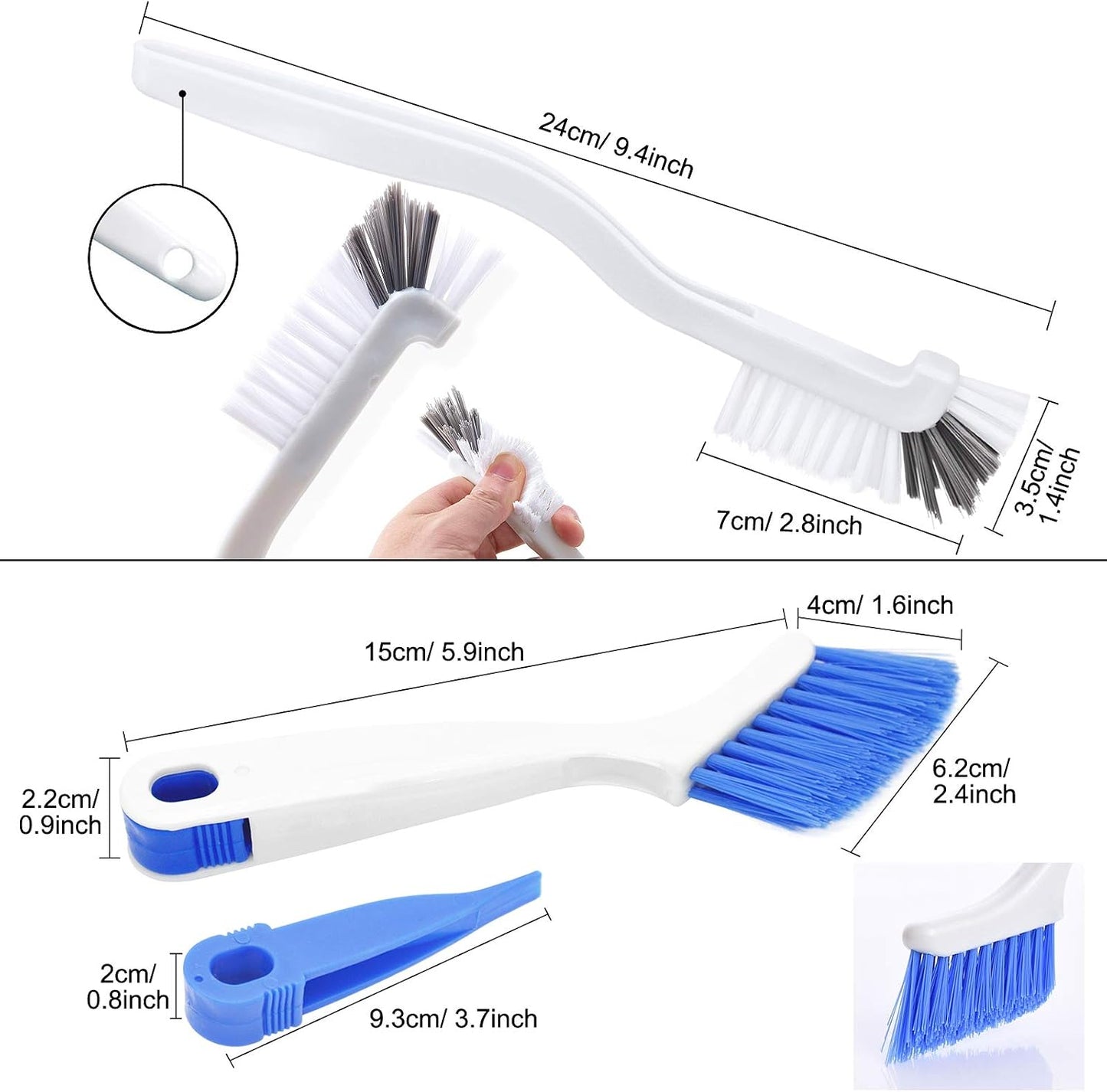 2 Pcs Cleaning Brush Small Scrub Brush for Cleaning Sink Bathroom Kitchen Edge Corner Grout Household Use with Handle