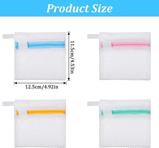4 PCS Laundry Pod Anti-Sticking Bag Reusable Laundry Mesh Bag with Zipper Mini Pods Dissolution Protection Pacs Secure Holder for Detergent Pods Scent Beads Washer Safe Delicates