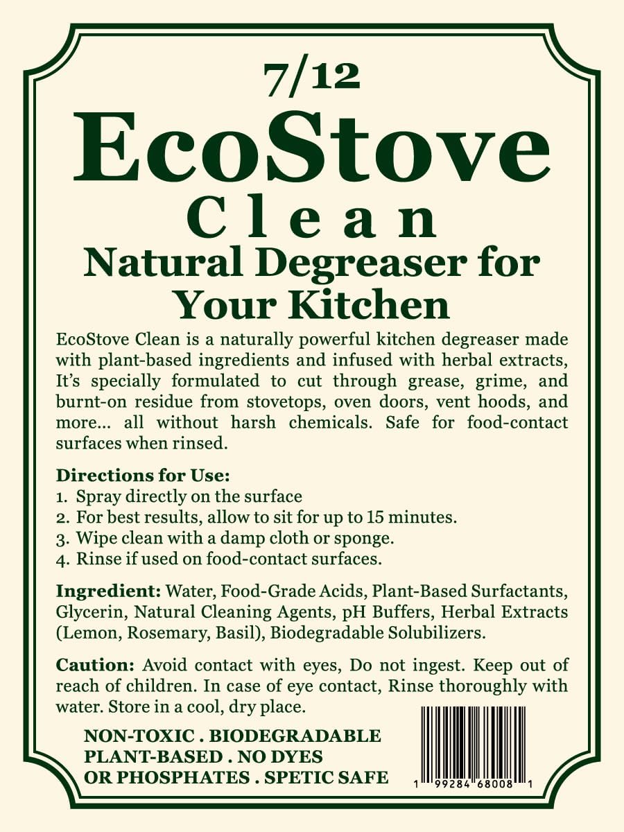 Herbal Scent Stove & Oven Cleaner – Spray, Wait & Wipe | Plant-Based Heavy-Duty Kitchen Degreaser Spray – Non-Toxic, Fume-Free Oven Cleaner | Safe for Glass Cooktops, Stainless Steel & Enamel (16 Oz)