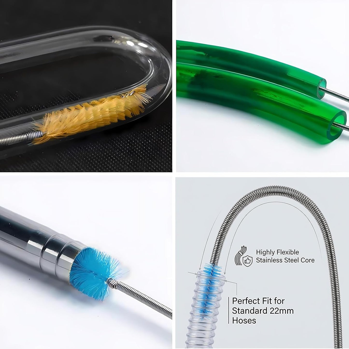 CPAP Tube Cleaning Brush - Flexible Stainless (6 Feet) Plus Handy Brush (10 Inches) fits Standard 22mm Diameter Tubing