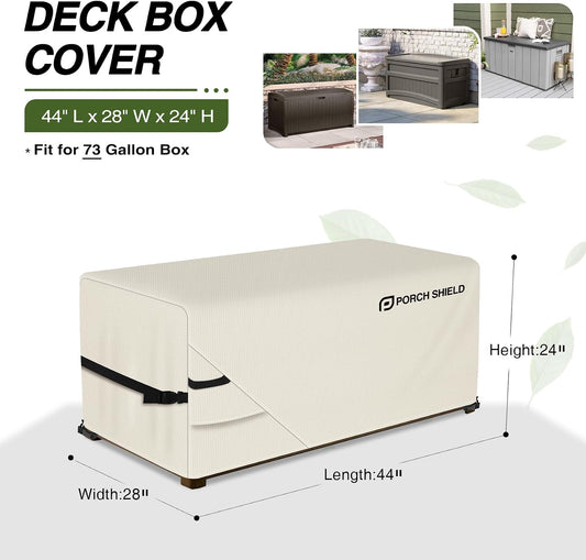 Porch Shield Patio Deck Box Storage Cover - 600D Outdoor Waterproof Cover for 150-230 Gallon Box Tear Resistant Rectangular Fire Pit Table Covers 62 x 29 x 28inch Black